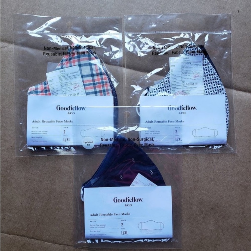 NEW! Set of 6 Adult Fabric Face Masks, 100% Cotton